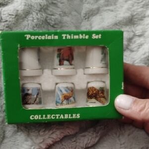 Porcelain Thimble Set with Animal Designs